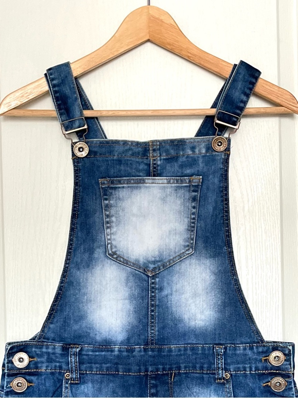 Parisian Collection Luxury Line Distressed Denim Dungaree Overalls Size 9 Y2K - Picture 11 of 14